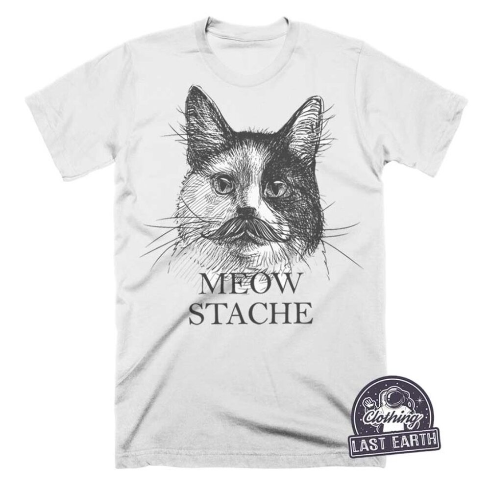 Meowstache T-Shirt Funny Cat Tshirt Cat Lover Gift Funny Cat Mustache Shirt